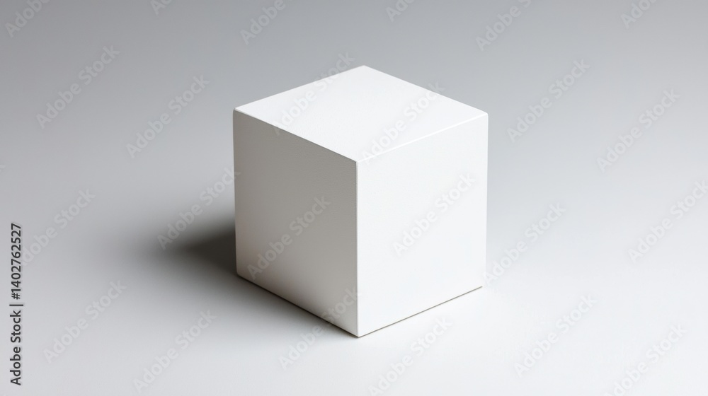 A white cube on a gray background. A white cube on a gray background.