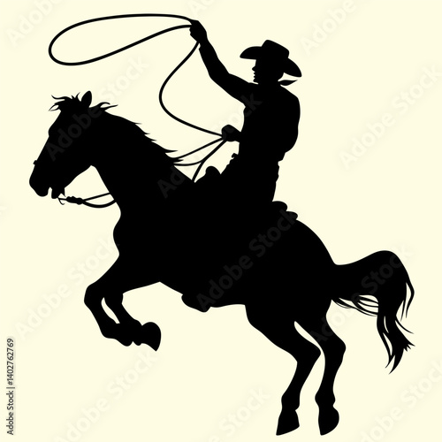 Cowboy riding a horse in the wild west vector design.