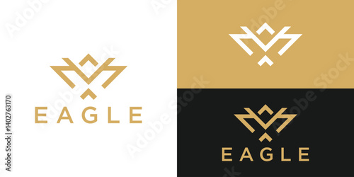 Abstract eagle logo template. Flying eagle hawk falcon logo design vector illustration.