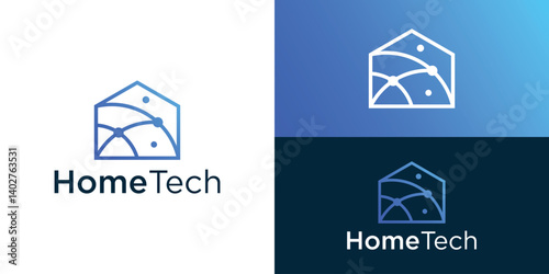 Modern home tech logo template. Home with Circuit technology logo design vector illustration.