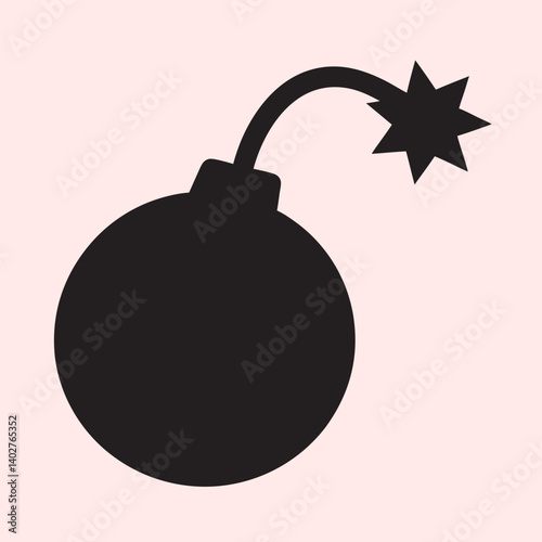 bomb silhouette vector full black simple style.