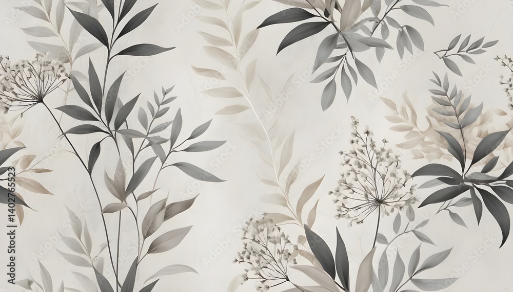 Fototapeta premium Elegant Monochromatic Botanical Print