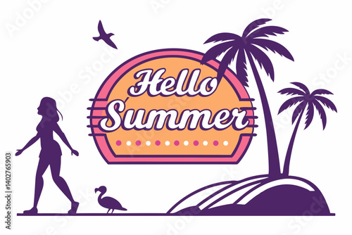 hello summer vector illustration on white background