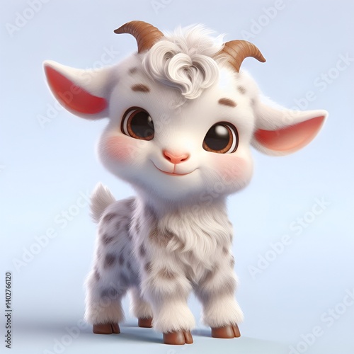 Cute Cartoon Goat Child Stock Photo