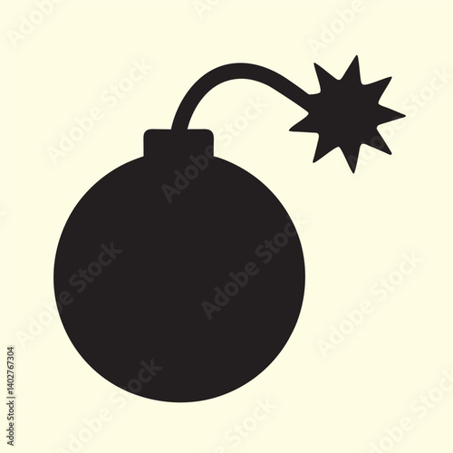 bomb silhouette vector full black simple style.