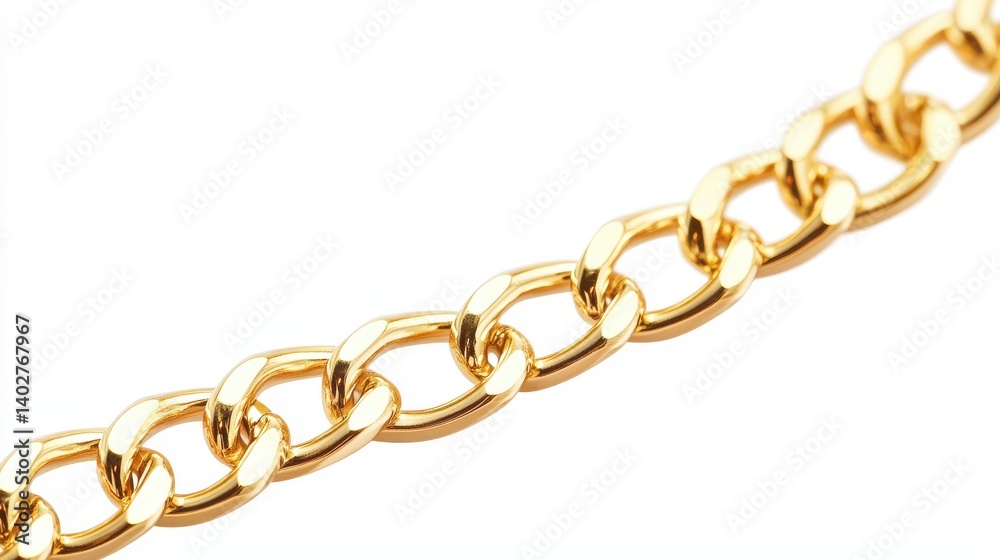 Fototapeta premium Gold Chain Necklace Isolated on white or White Background, PNG.