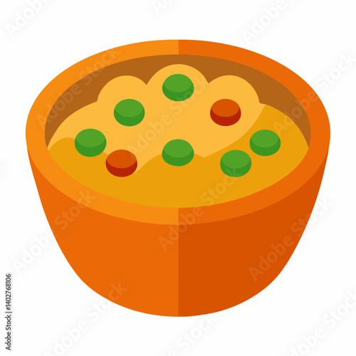 Bean curd pudding served vector art illustration 
