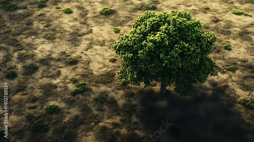 Wallpaper Mural A single tree surrounded by the contrast of dry soil and flourishing green fields Torontodigital.ca