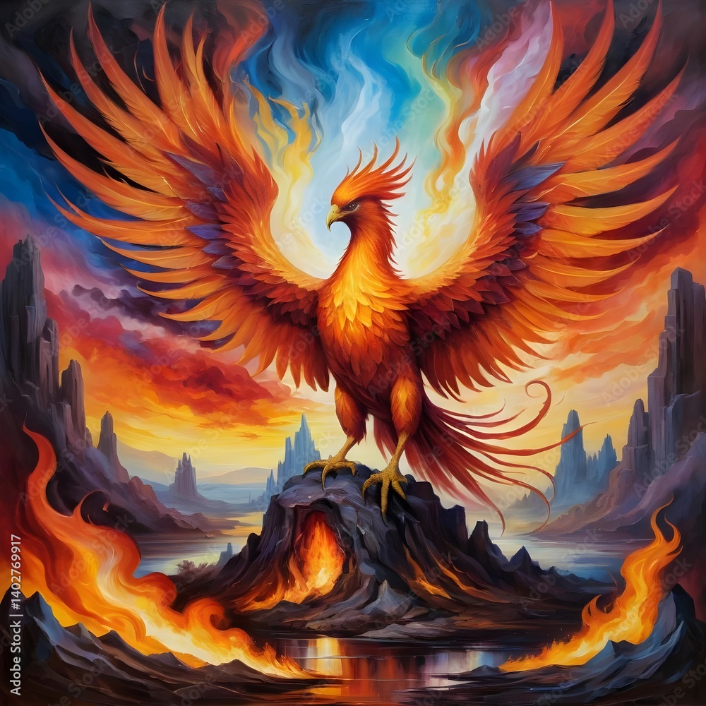 Fototapeta premium Phoenix Rising from Ashes