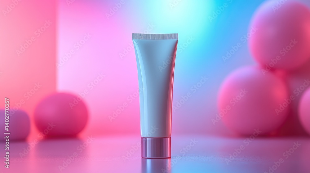 Elegant cream tube, vibrant backdrop