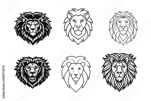 Lion head logo, lion king, Abstract face vector Mascot logo illustration icon, EPS