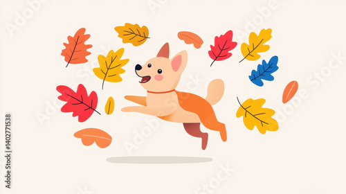 Chihuahua dog, A chihuahua dog joyfully running through colorful autumn leaves in a landscape scene.