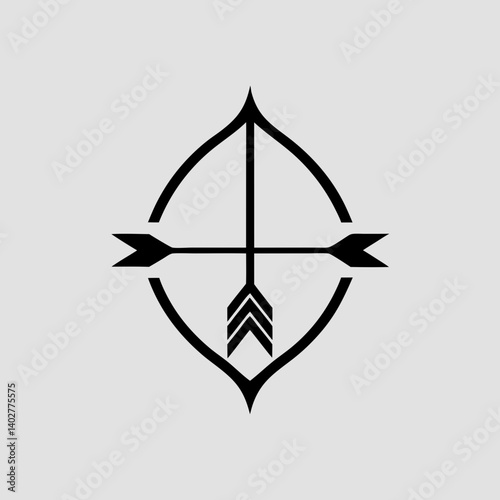  An elegant logo with a golden arrow and stylized bow, paired with refined serif fonts for a premium archery academy