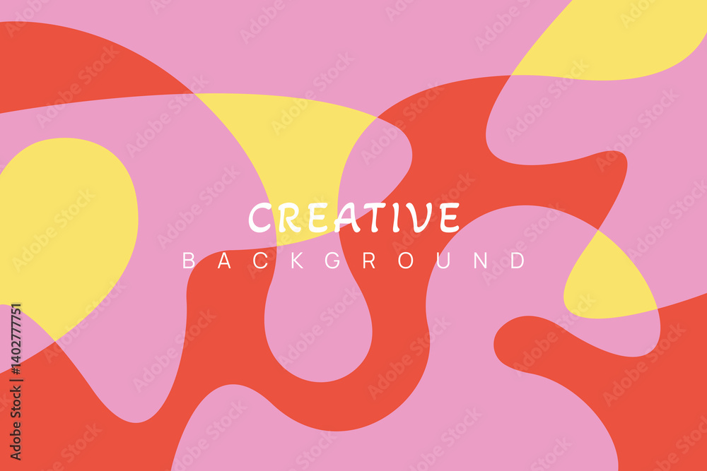 Colorful artistic background featuring dynamic organic shapes in vibrant red, yellow, and pink tones, perfect for creative projects, artistic usage, or modern art design needs.
