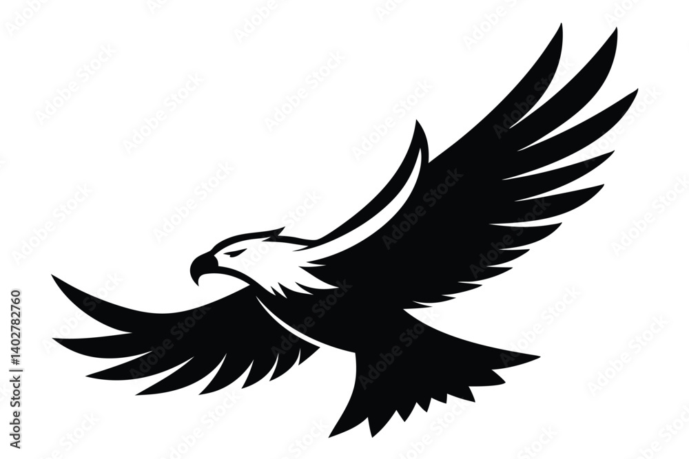 Fototapeta premium Eagle Soaring Silhouette Vector Illustration