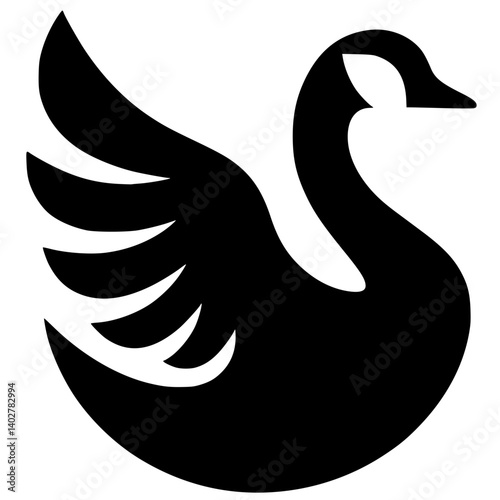 Silhouette of a swan flapping its wings