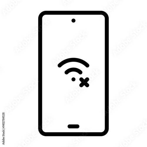 no signal outline icon. smartphone problem black line illustration.