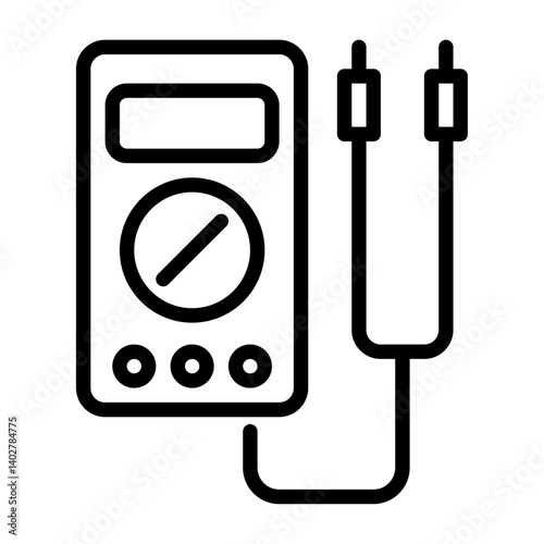 multimeter outline icon. voltage test black line illustration.