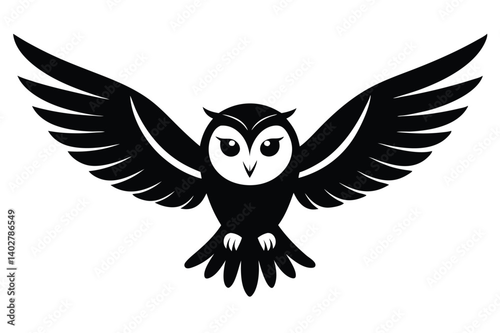 Obraz premium Barn Owl Flying Silently Silhouette Vector Art