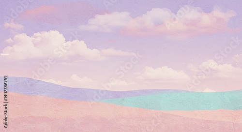 Obraz na płótnie A colorful sky with clouds and a mountain range in the background w salonie