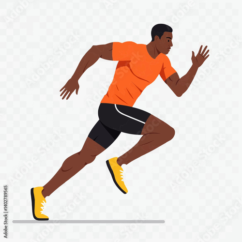 Dynamic vector illustration of a male athlete running, showing speed and effort.