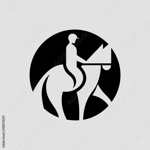 An elegant dressage logo showing a poised rider and horse in perfect posture
