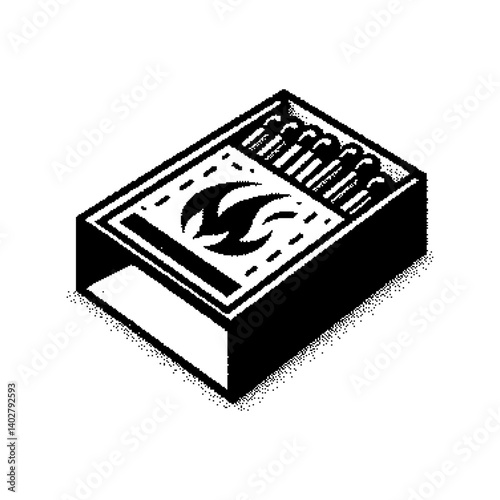 Vintage matchbox illustration with a retro design and detailed graphics