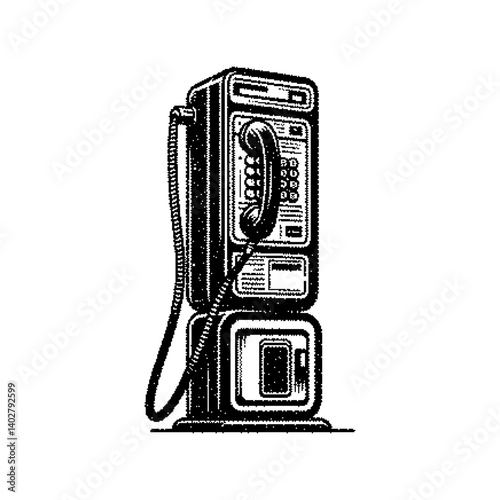 Vintage payphone with distinct features and nostalgic charm