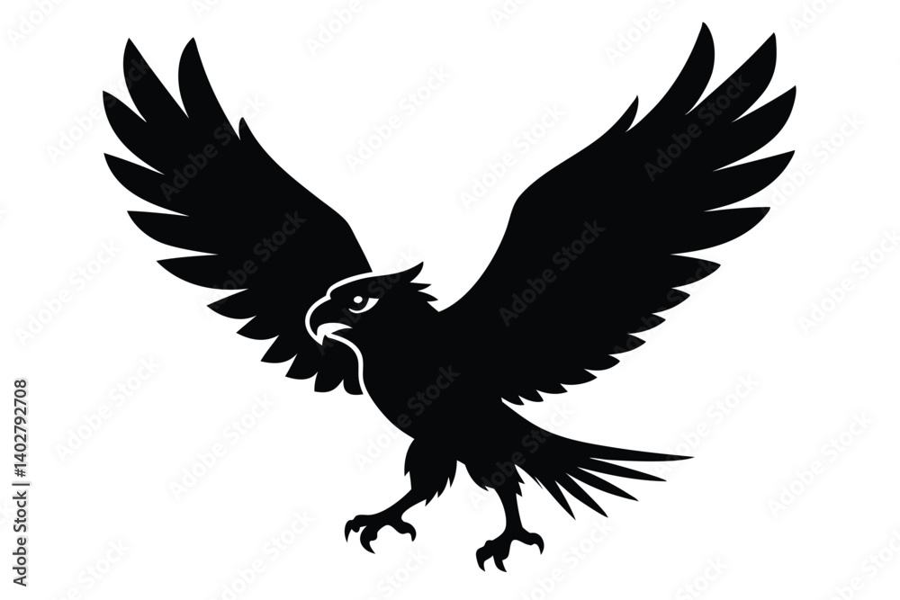 Obraz premium Harpy Eagle Flying Silhouette Vector Art