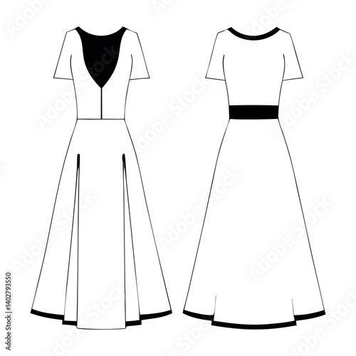 Fashionable women's dress vector illustration
