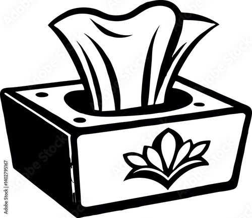 Black and white tissue box vector illustration for health and hygiene needs