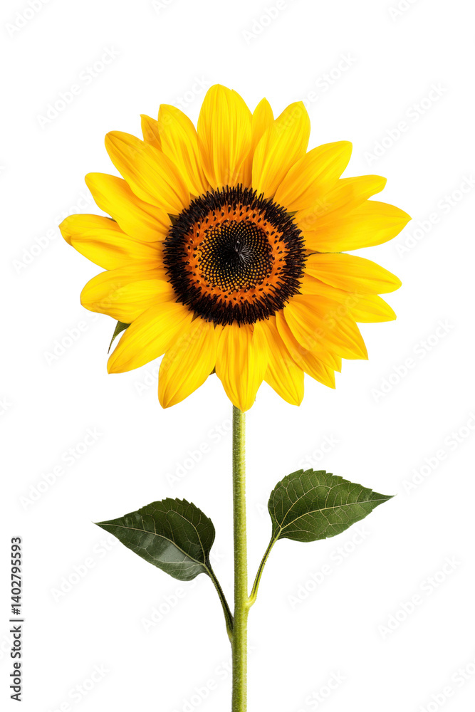 Obraz premium Sunflower blooming in a cutout background nature photography bright colors fresh environment close-up view