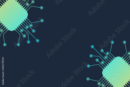 AI Chipset Circuit Board Futuristic Vector Background with Copy Space for Text and Tech Innovation