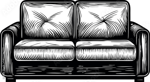 Elegant two seater couch with decorative stitching in a vector illustration