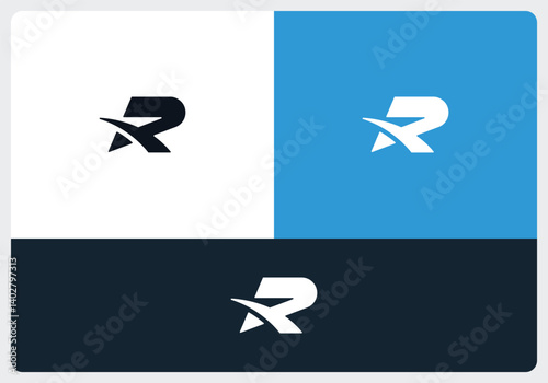 Minimal Modern R monogram or letter mark best logo design template