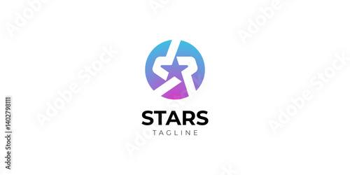 Star AI logo design, circle gradient logo design, technology logo design template