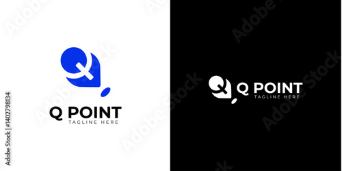 Letter Q logo design, Point logo design, technology logo design template