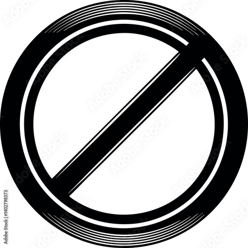 Stylized No Symbol or Prohibited vector Sign with Decorative Ring Design