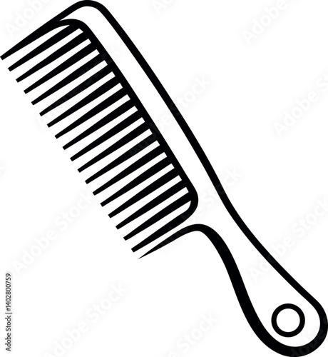 Stylized Black and White Illustration of vector a Hair Comb for Personal Grooming