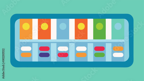 Obraz na płótnie Personalized Pill Organizer An illustration of a weekly pill organizer with different compartments labeled by day each filled with colorful capsules and tablets symbolizing a w salonie