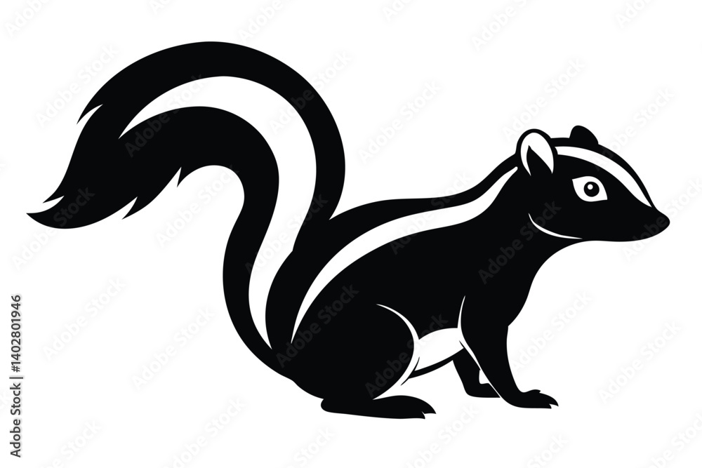 Fototapeta premium Skunk Raising Tail Silhouette Cartoon Vector