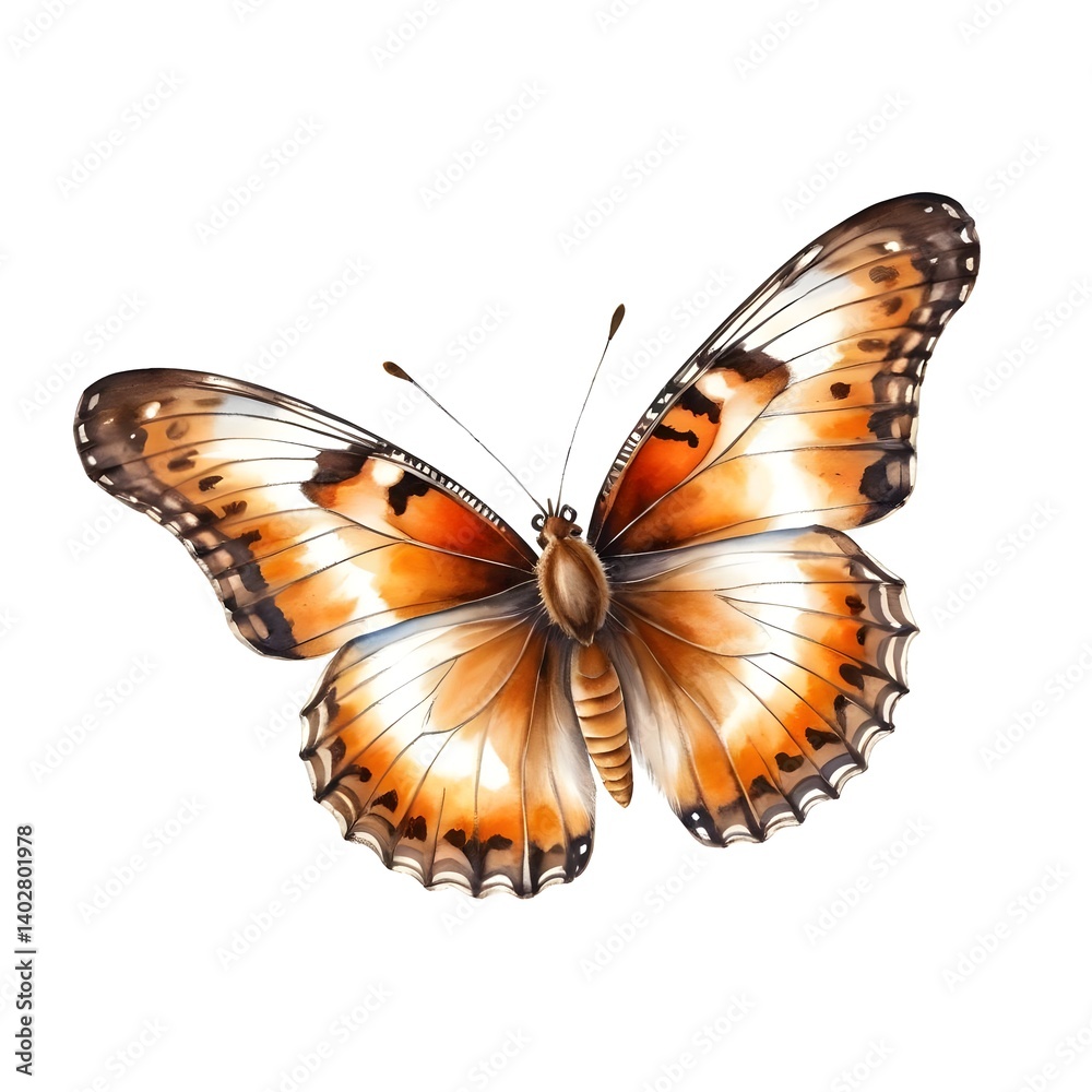 Fototapeta premium Watercolor Painting of an Orange Butterfly