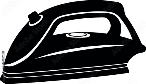 Black and white illustration of vector a modern electric clothes iron shape