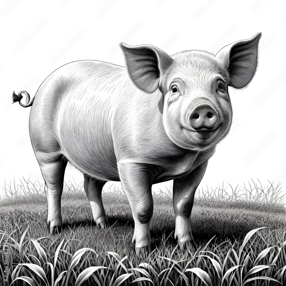 Fototapeta premium Happy Piglet in the Grass