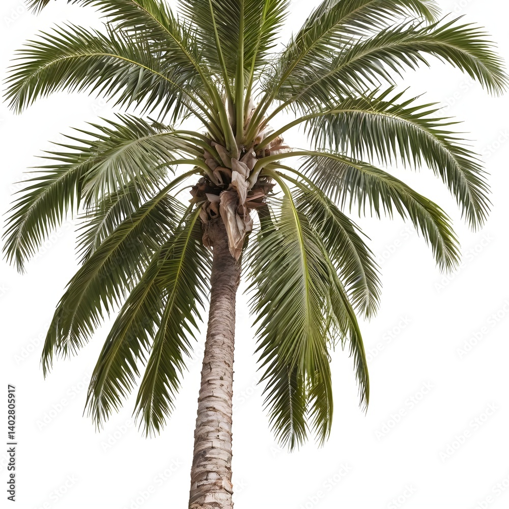 Obraz premium Single Palm Tree Isolated on White Background