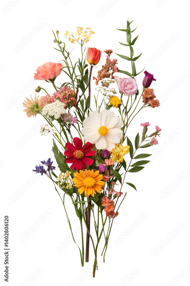 Fototapeta premium Vibrant floral bouquet studio setting cutout background bright colors close-up view nature's beauty