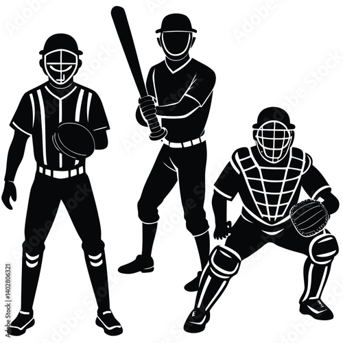 Vector sport illustration of football and baseball players with ball, cartoon sketch