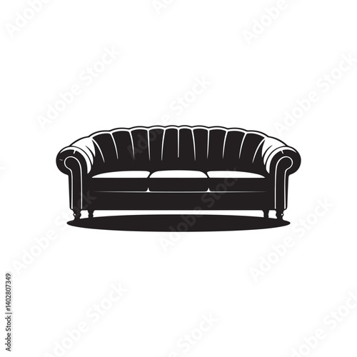  Elegant vintage-style sofa silhouette, ideal for interior design, furniture, and home decor-themed designs.