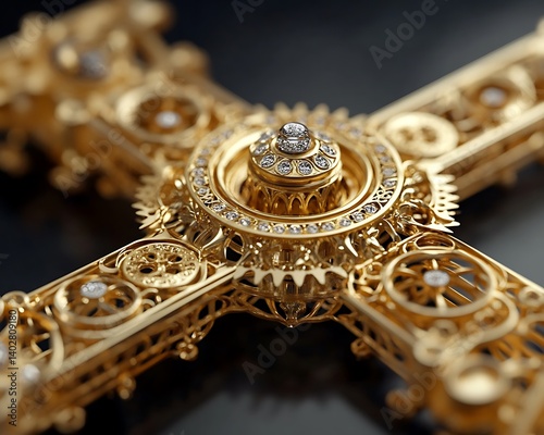 Ornate Gold Cross Closeup photo