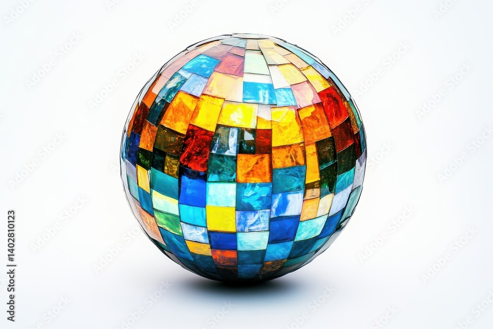 Colorful mosaic sphere object on white background Colorful mosaic sphere object on white background